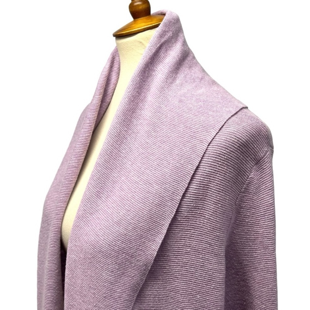 Eileen Fisher Lavender Cotton Linen Blend Open Front Cardigan Sweater Women’s L - Picture 4 of 11
